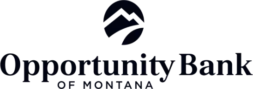 Opportunity Bank of Montana logo featuring a stylized mountain graphic above the bank name in bold black text.