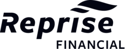 Reprise Financial logo with the word "Reprise" in bold, stylized font and two curved shapes above the letters "i" and "s"; "FINANCIAL" appears below in uppercase letters.