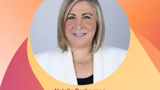Headshot of Natalie Beckerman, Global Head of Customer Support Operations at IHG Hotel & Resorts, featured in the CCWomen Webinar Series promotional graphic.