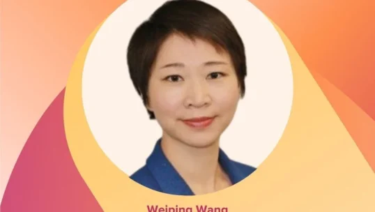 Professional headshot of Weiping Wang, Senior Manager of Technical Support at Illumina, featured in the CCWomen Webinar Series promotional graphic.